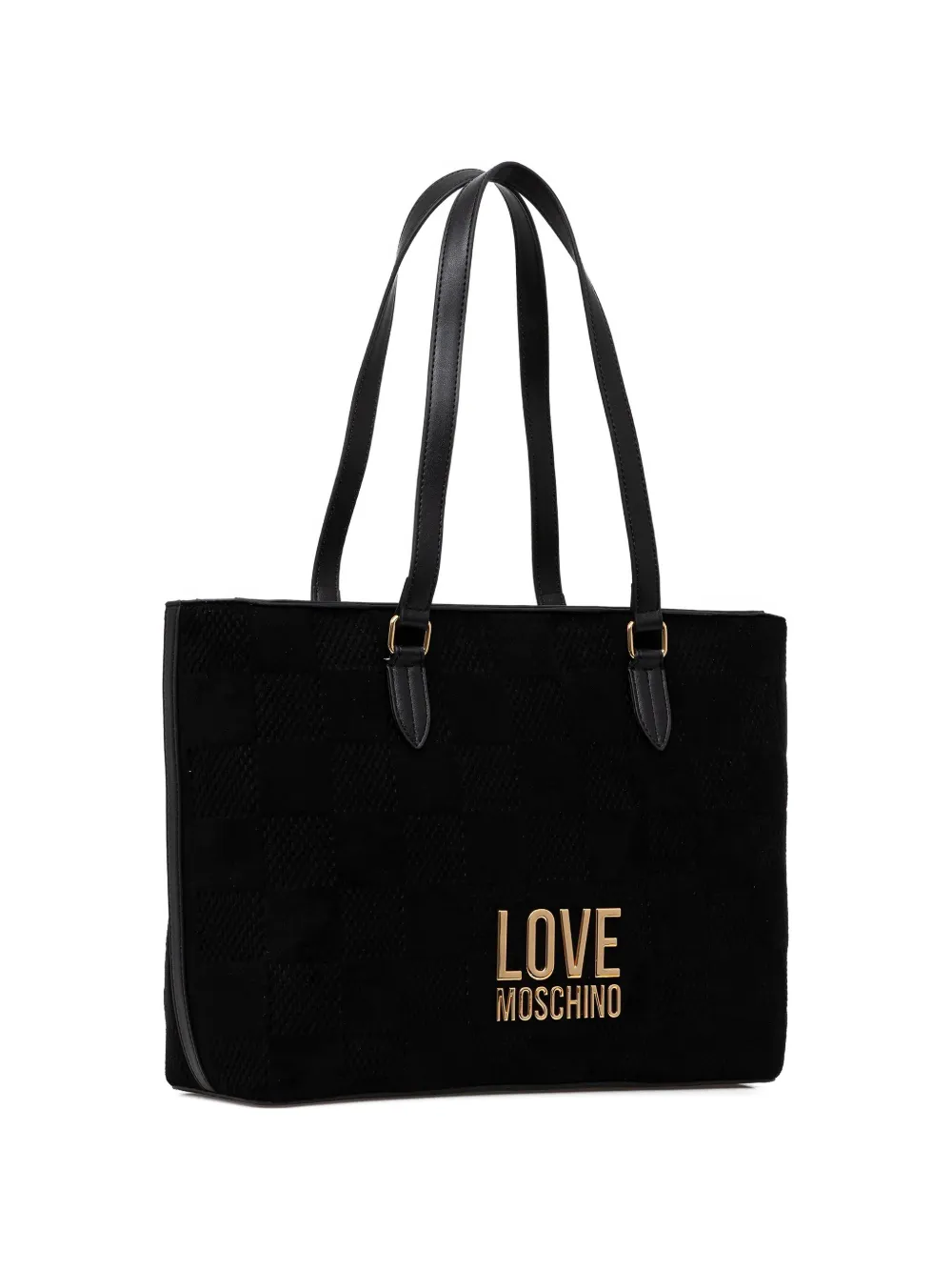 Love Moschino checked-pattern logo-detail tote bag - Zwart