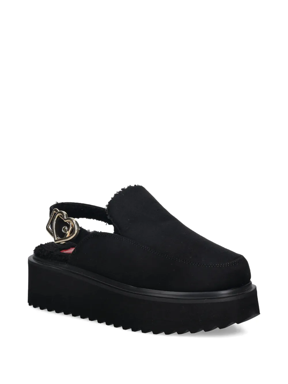 Love Moschino heart-buckle platform mules Zwart