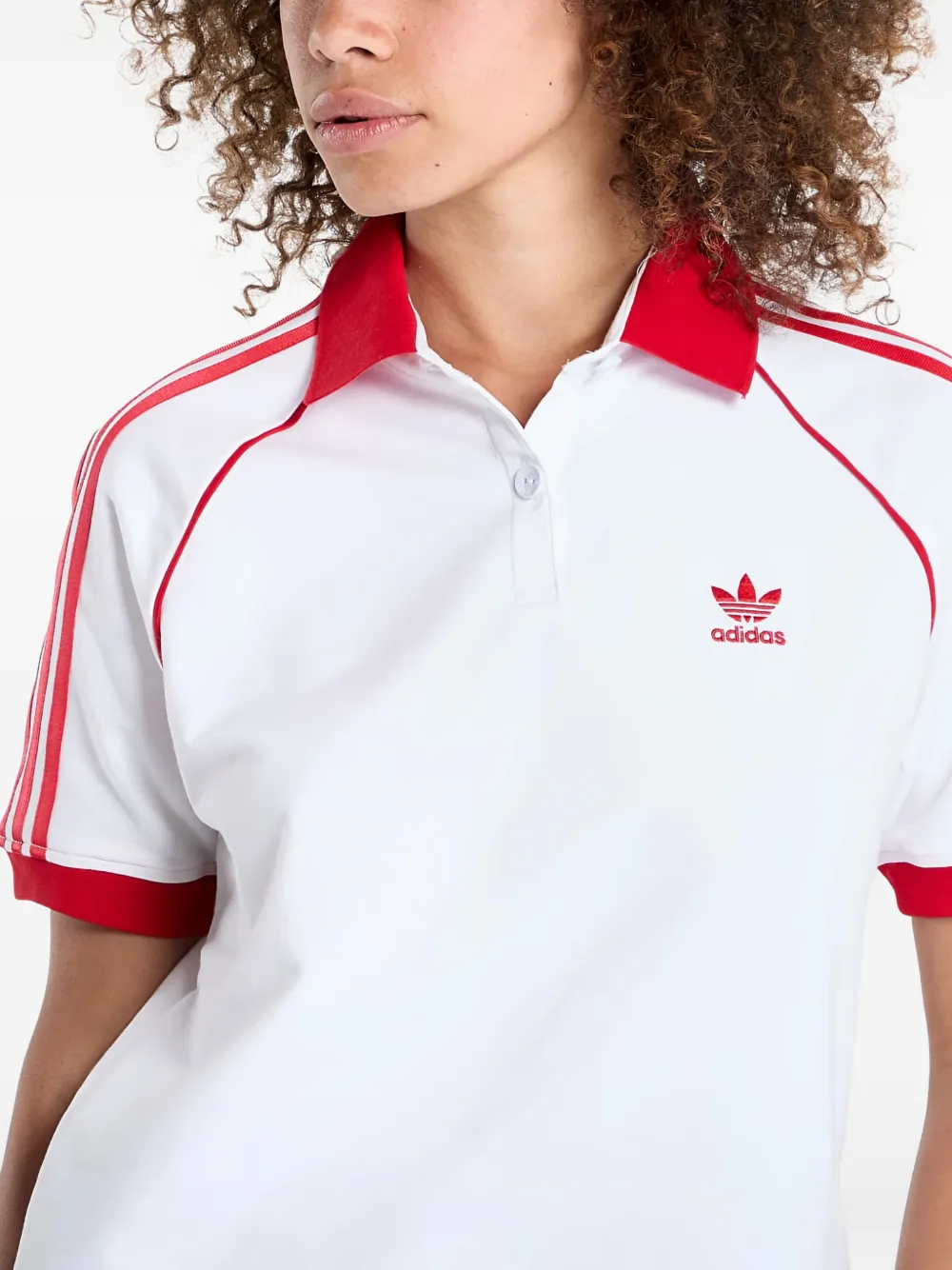 adidas Adicolor 3-Stripes polotop met korte mouwen Wit