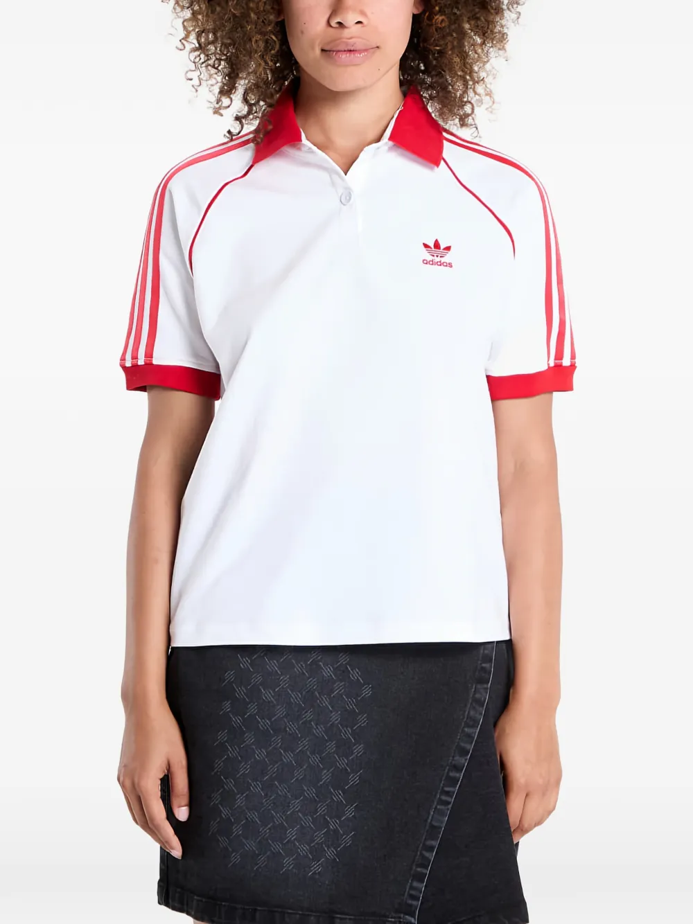 adidas Adicolor 3-Stripes polotop met korte mouwen Wit