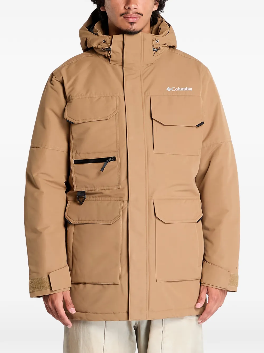 Columbia Gewatteerd jack met capuchon en klepzak Beige