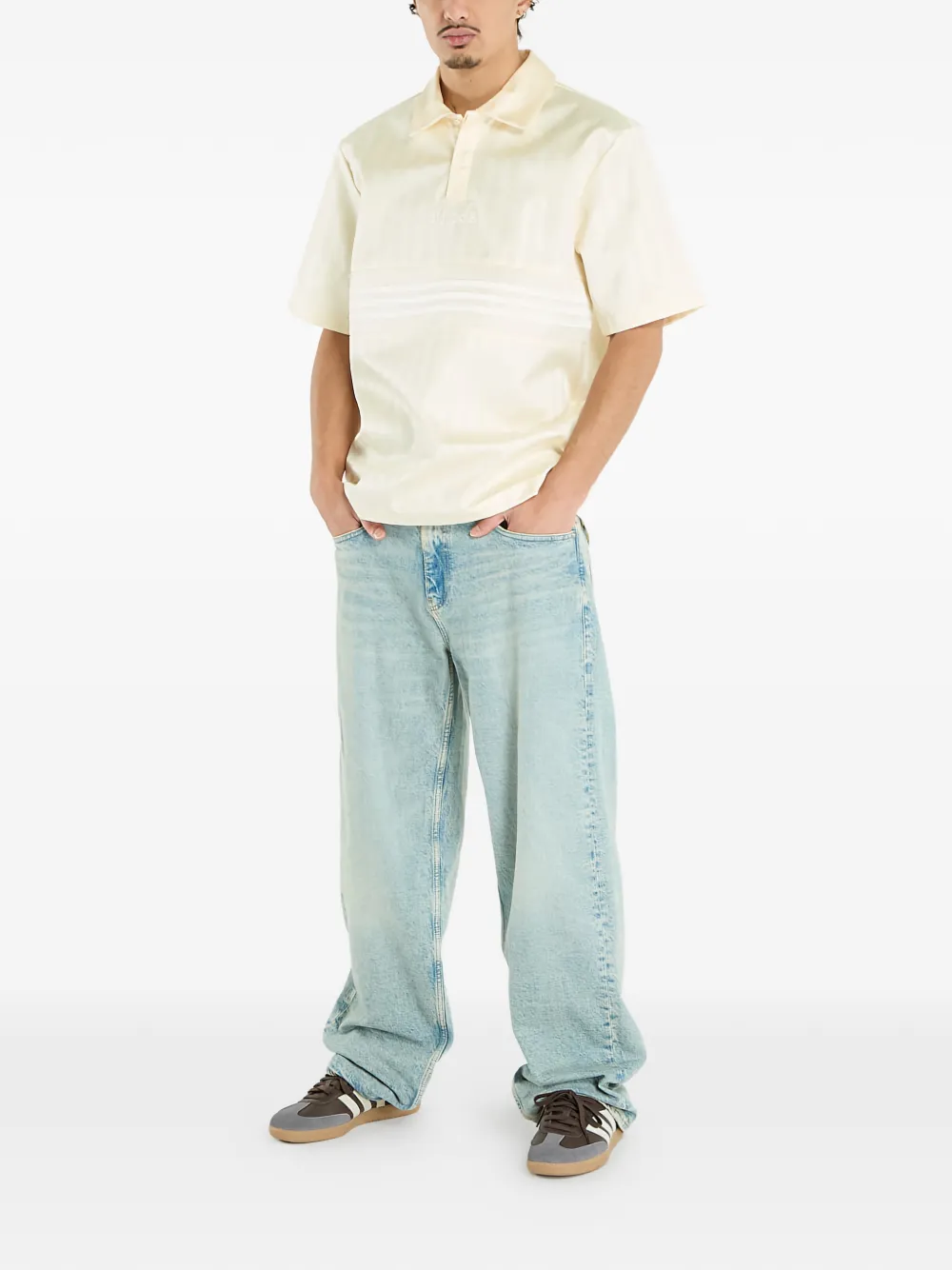 Adidas stripe-detail polo shirt - Beige