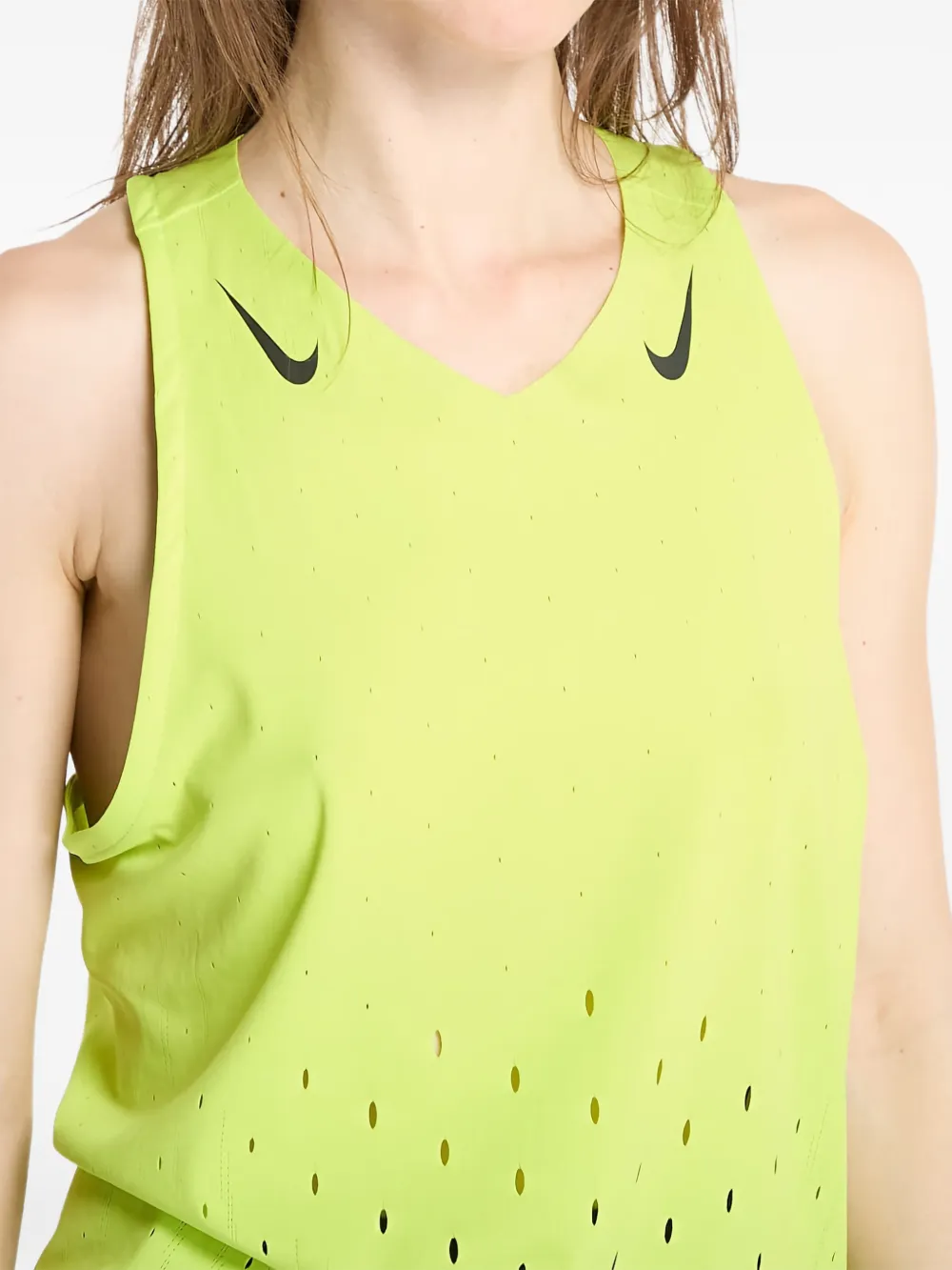 Nike Geperforeerde tanktop met V-hals Groen