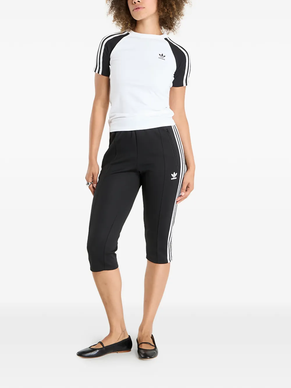 Adidas side-stripe capri track pants - Zwart