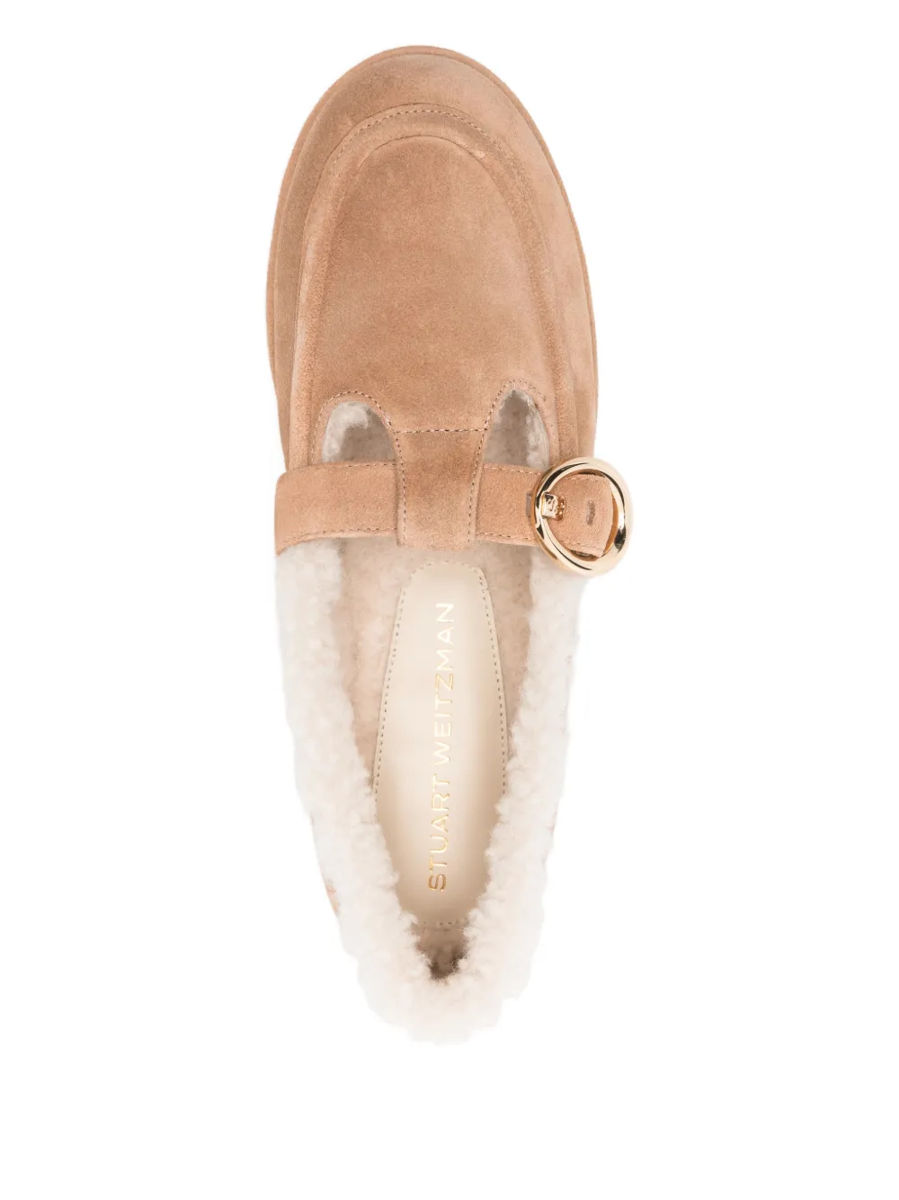 Stuart Weitzman Dakota loafers met lammy gesp Beige