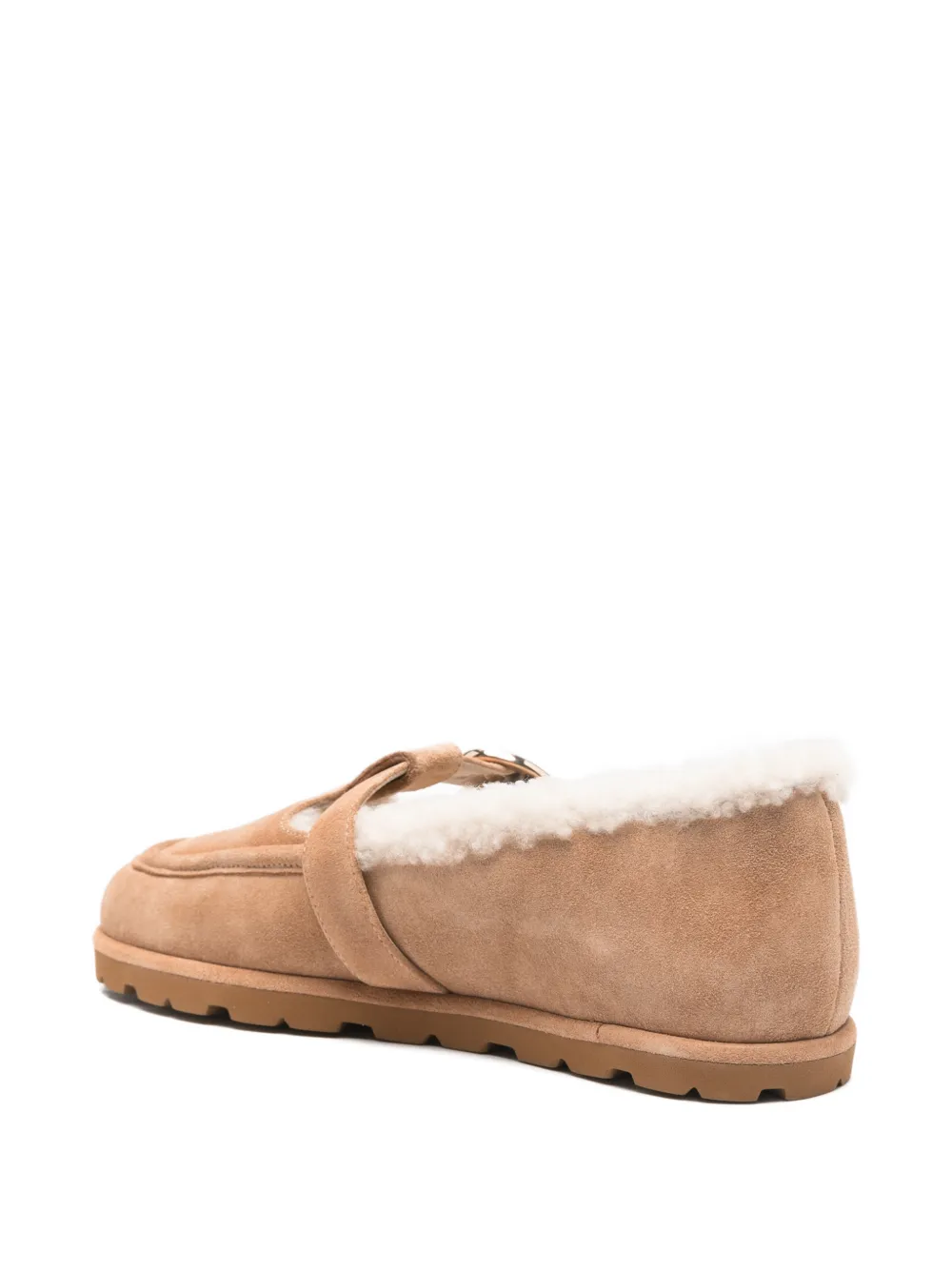 Stuart Weitzman Dakota loafers met lammy gesp Beige