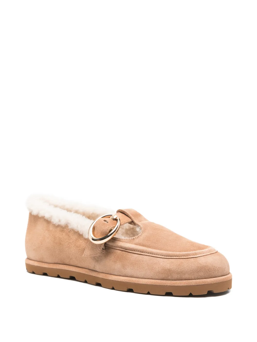 Stuart Weitzman Dakota shearling buckle loafers - Beige