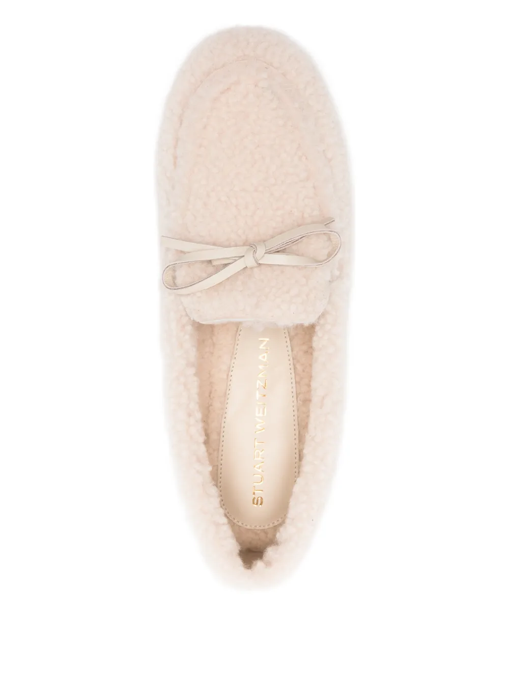 Stuart Weitzman Britt shearling bow loafers Beige