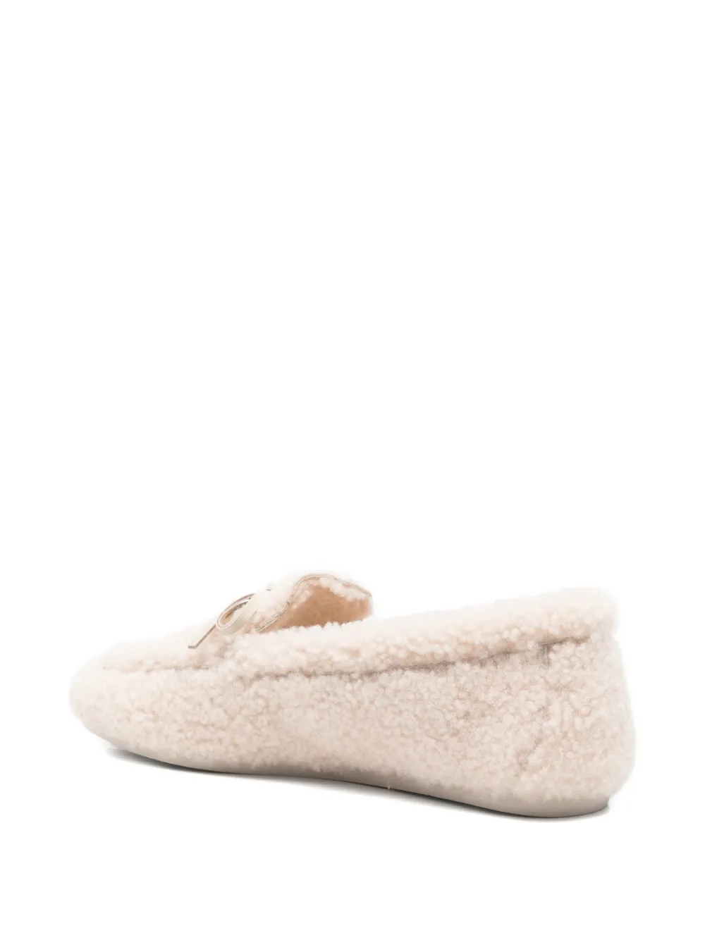Stuart Weitzman Britt shearling bow loafers Beige
