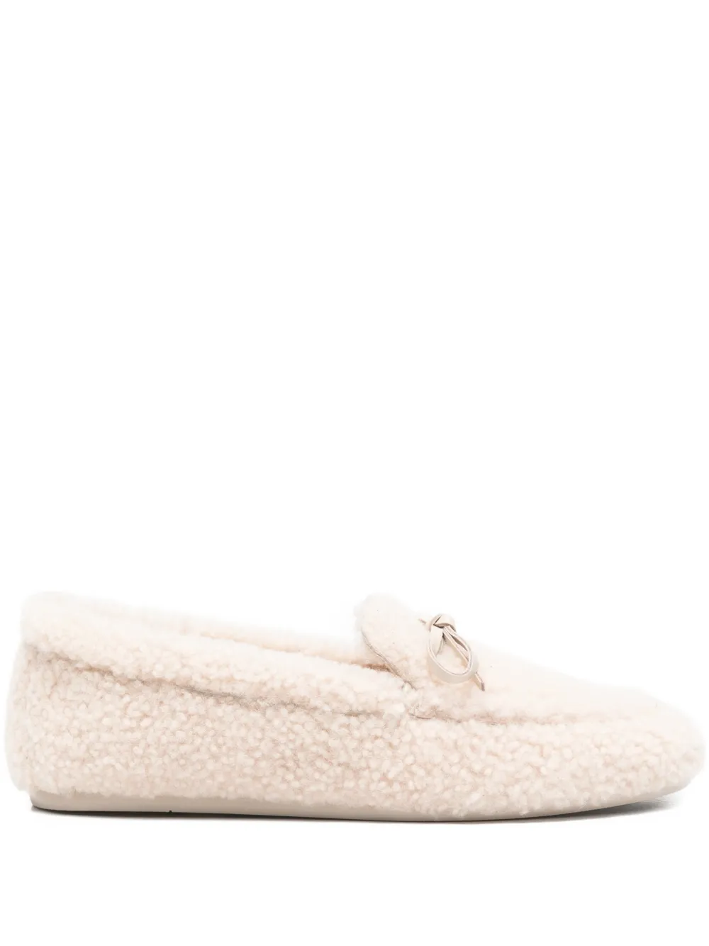 Stuart Weitzman Britt shearling bow loafers - Toni neutri
