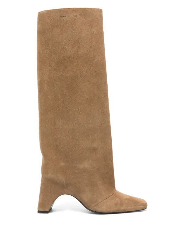 Coperni Bridge Square-toe Knee-high Suede Boots in Brown