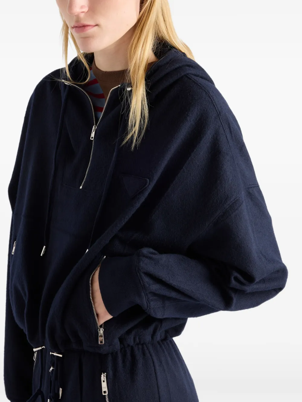 Prada Wool and cashmere hoodie Blauw