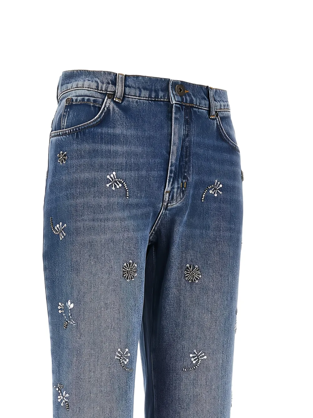 Weekend Max Mara embellished cotton cropped trousers - Blauw