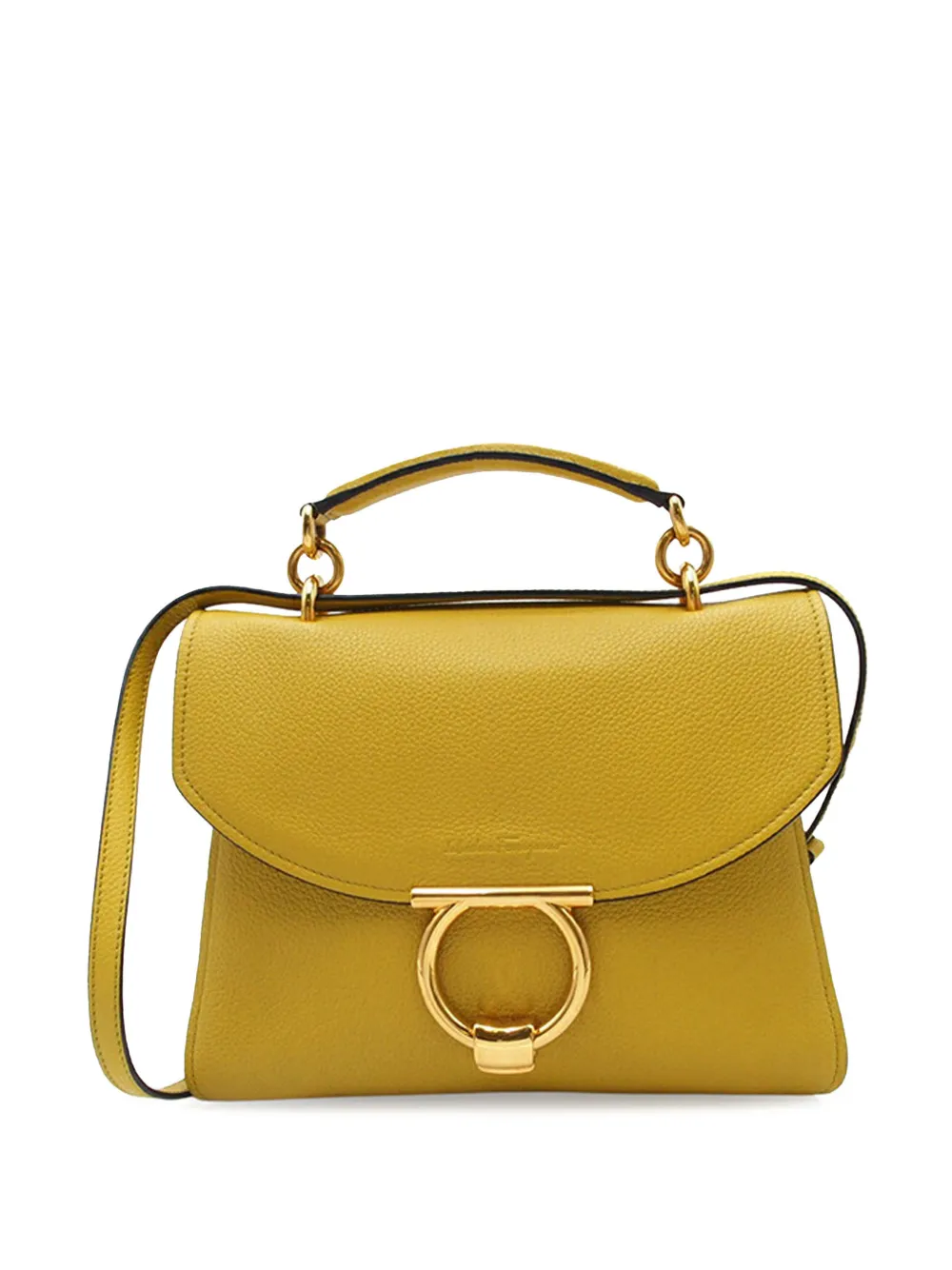 Ferragamo Pre-Owned Borsa a tracolla Gancini Margot in pelle di vitello con manico 2000-2025 - Giallo