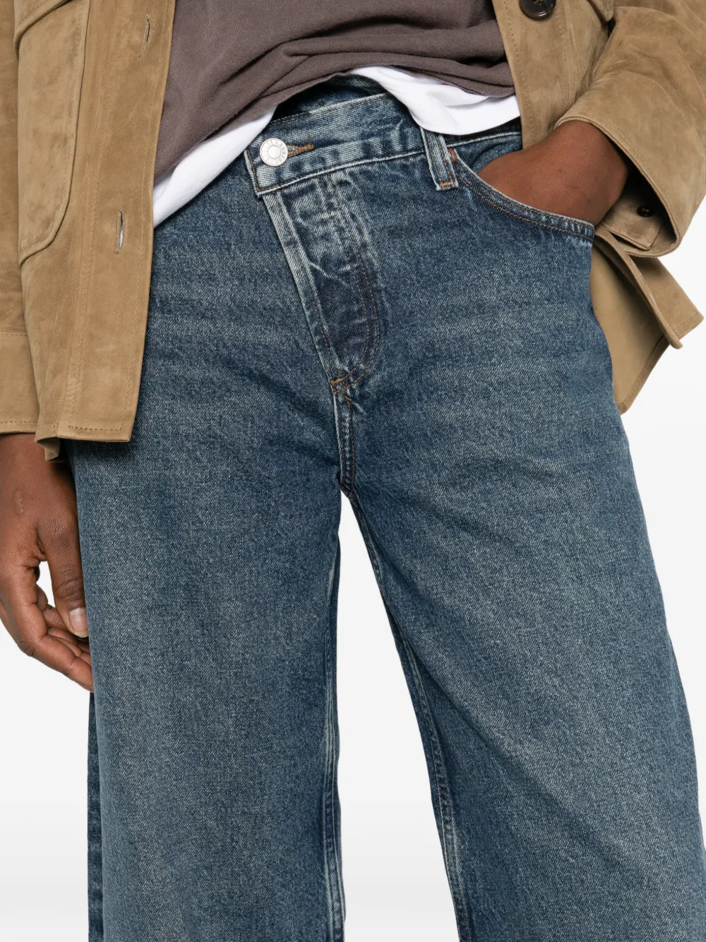 AGOLDE Jeans met wijde pijpen en asymmetrische tailleband Blauw