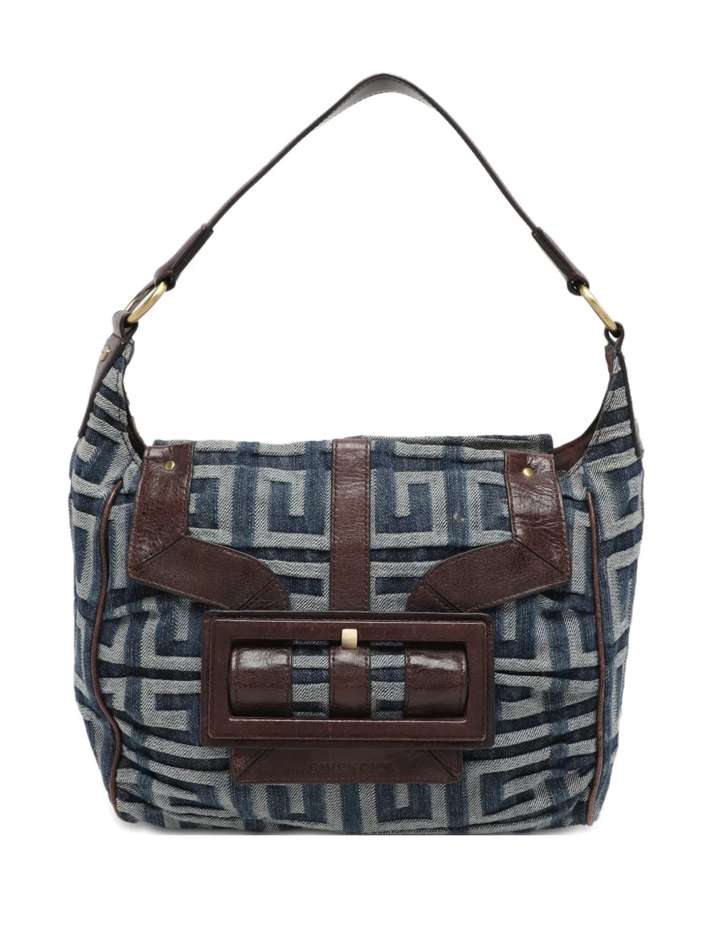 Pre-owned Givenchy Logo-pattern Buckle-fastening Shoulder Bag In Blue