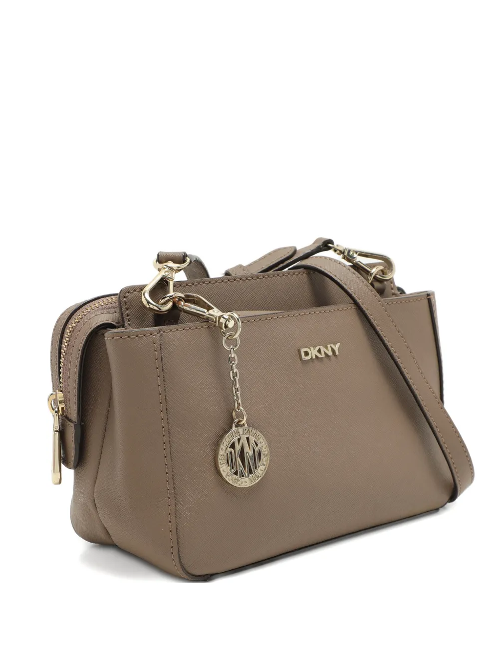 Pre-owned Dkny Vintage Logo Charm Crossbody Bag In Neutral