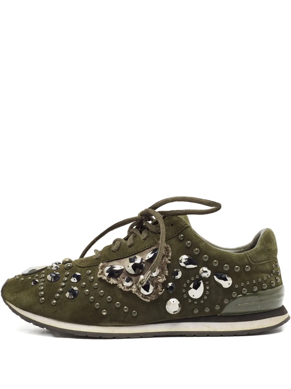 Tory Burch suede crystal-embellished sneakers - Verde