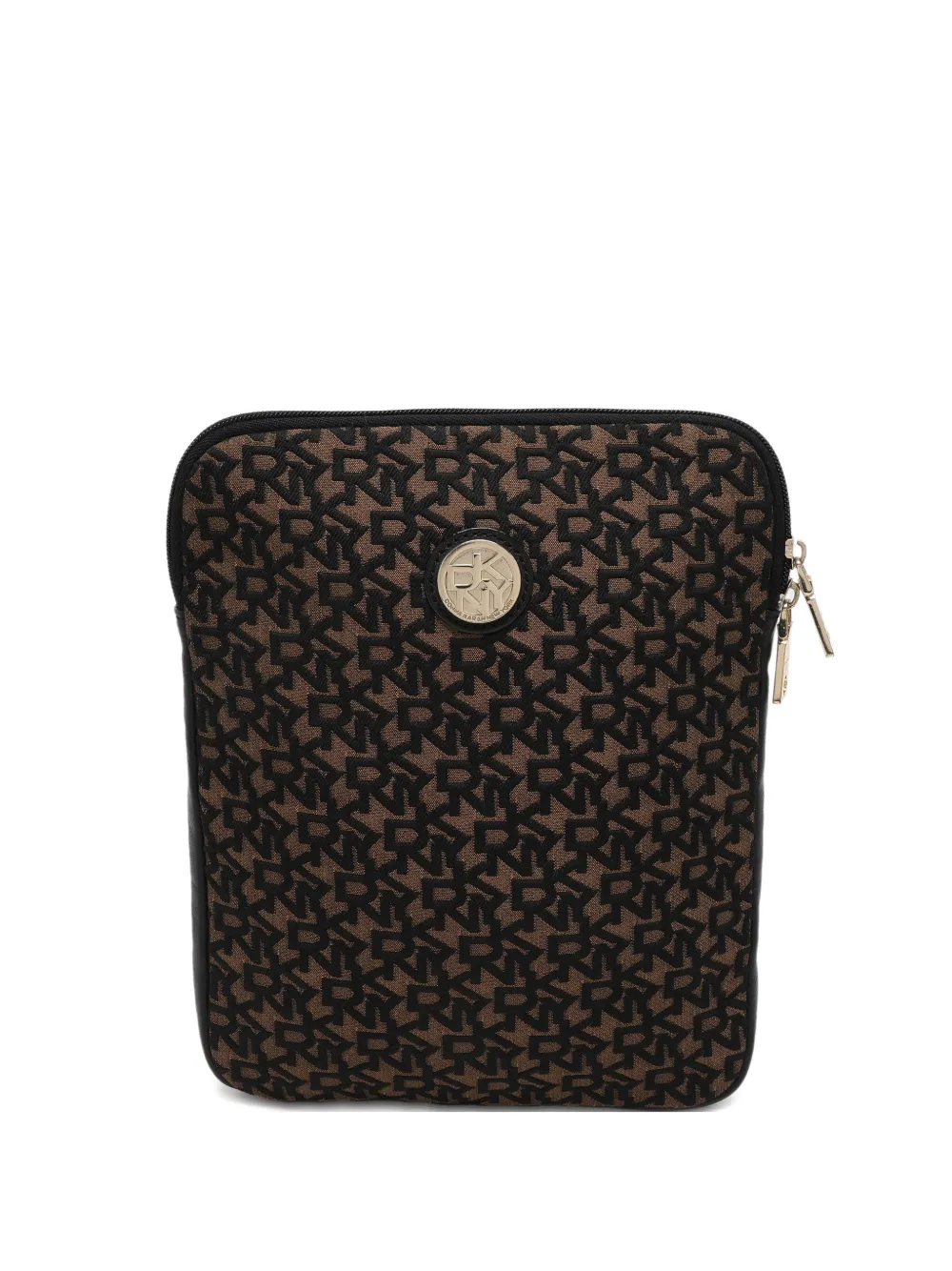 DKNY Vintage Clutch in pelle e tela - Marrone
