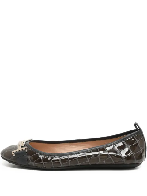 Tod's Vintage crocodile-embossed leather ballet flats