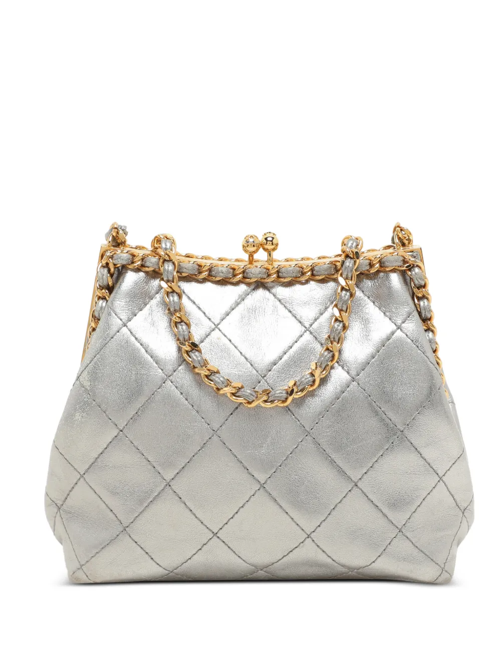 CHANEL Pre-Owned Borsa a spalla in pelle con catena 1994-1996 - Grigio