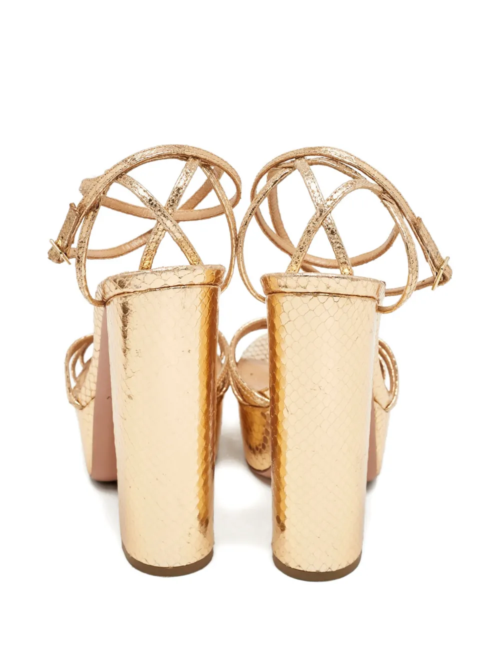 Aquazzura python-effect platform sandals - Goud
