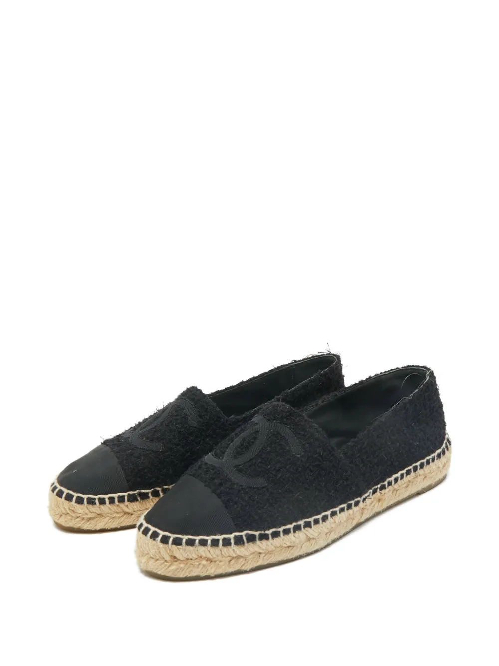 CHANEL Pre-Owned CC tweed logo espadrilles - Zwart