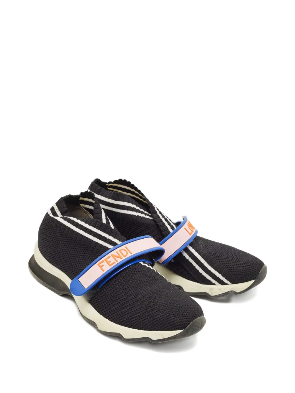 Fendi Pre-Owned rockoko monochrome trim sneakers - Zwart
