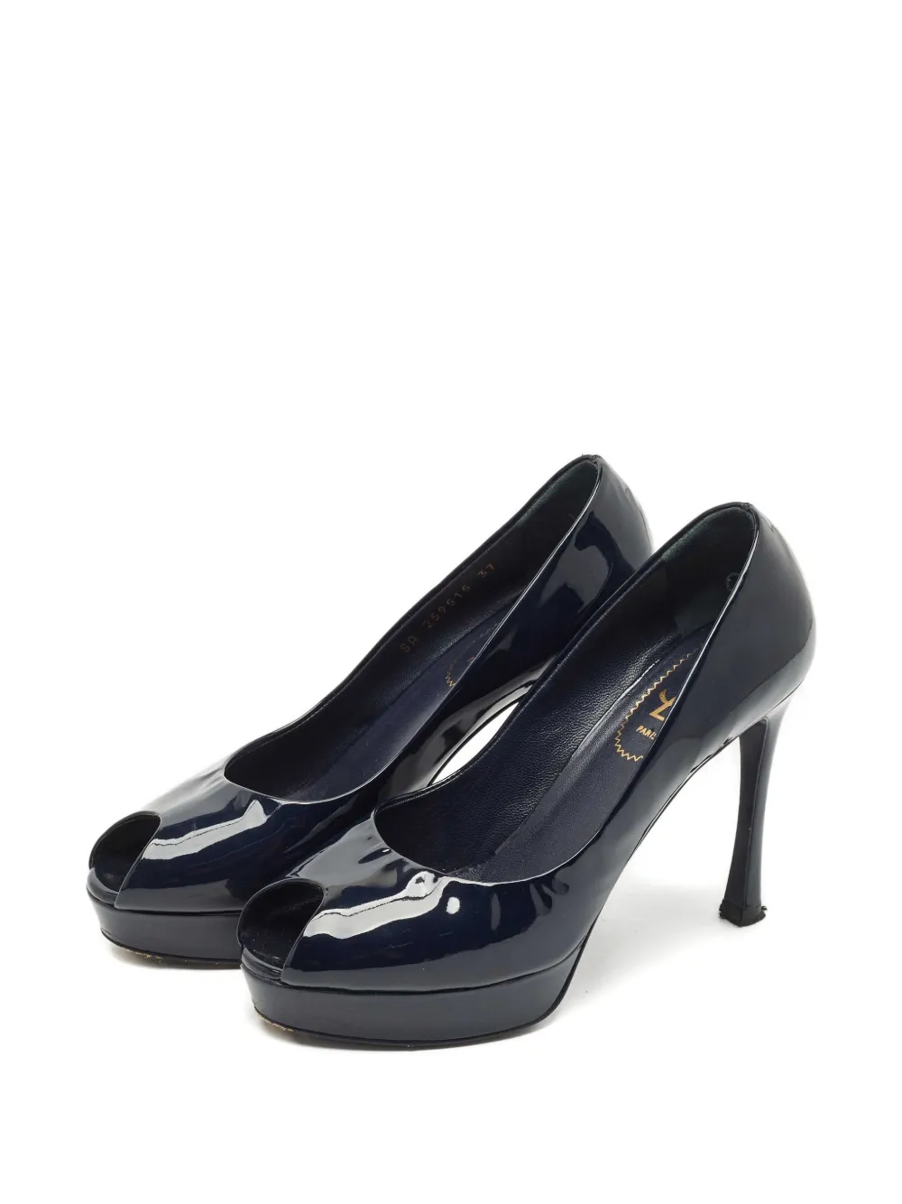 Saint Laurent Pre-Owned peep-toe platform pumps - Blauw