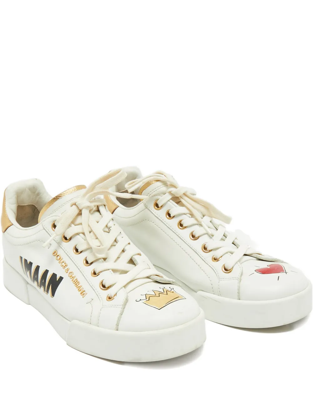 Pre-owned Dolce & Gabbana Portofino Leather Low-top Sneakers In White