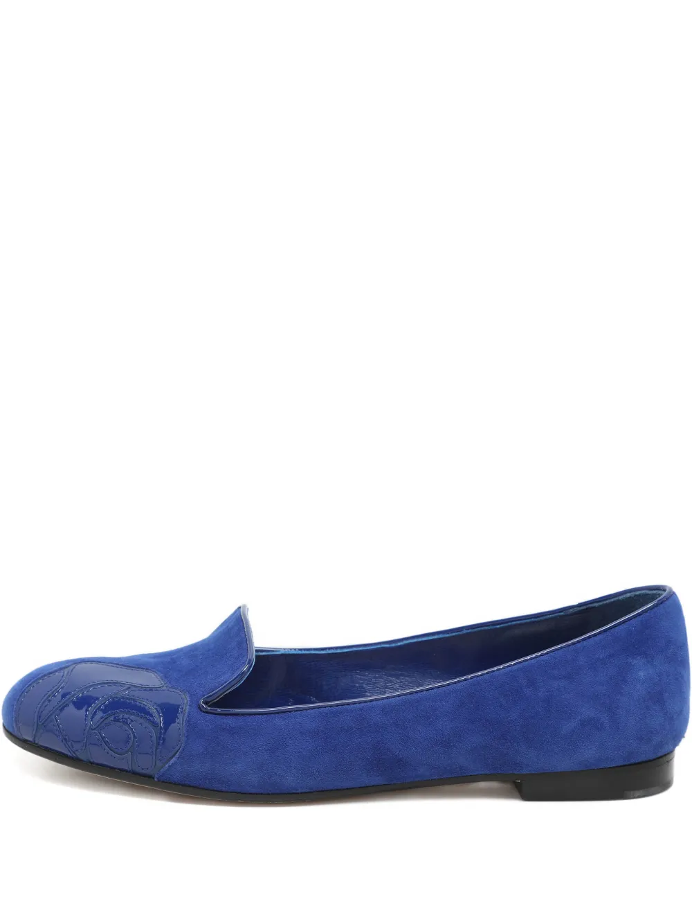 Pre-owned Dior Rose Patent-leather Slippers In Blue
