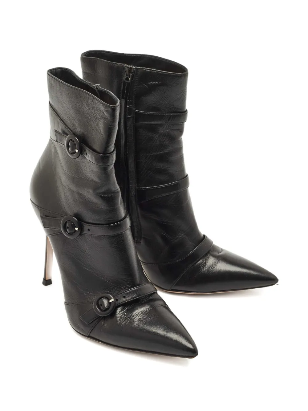 Gianvito Rossi pointed-toe leather ankle boots - Zwart