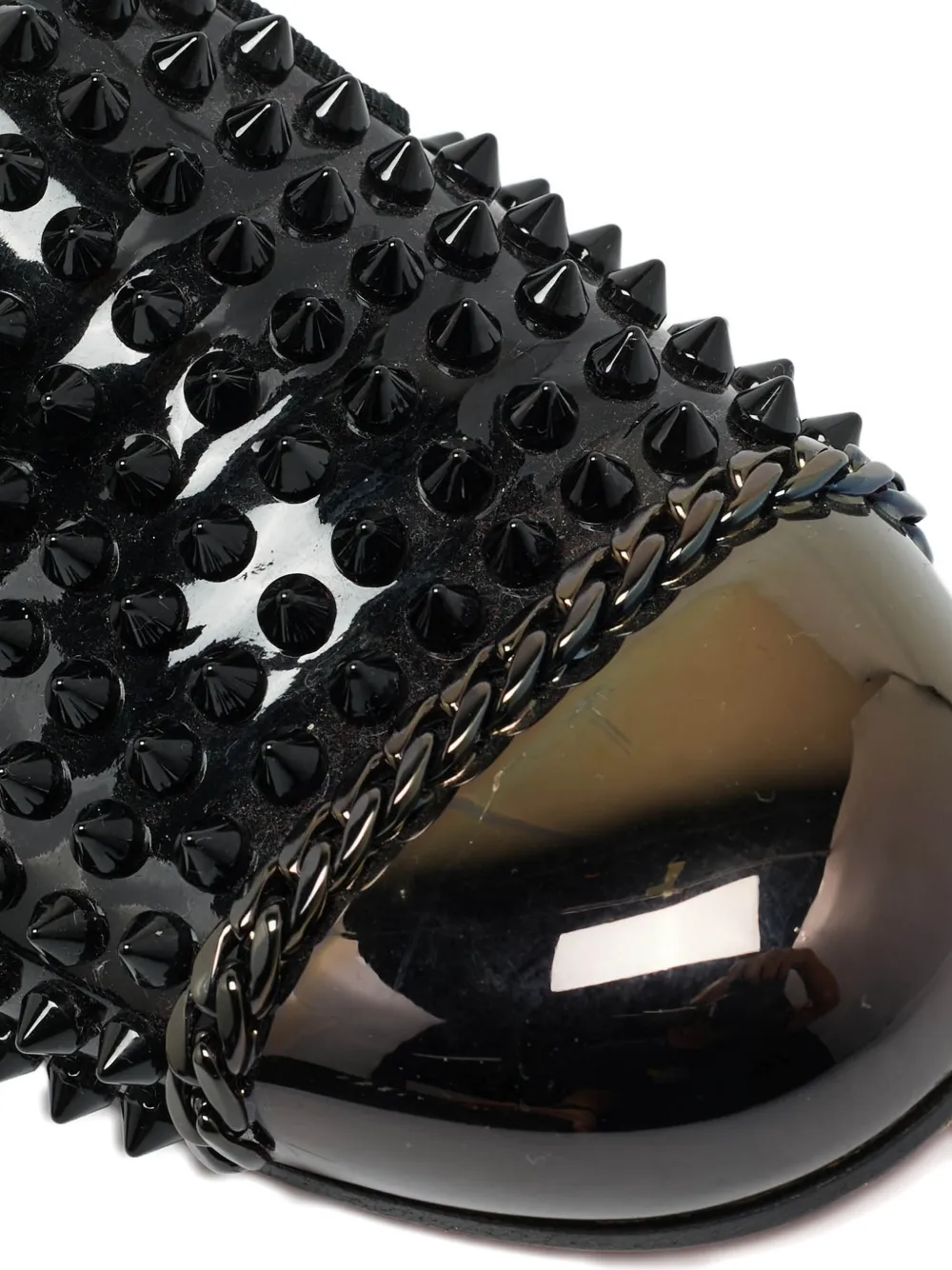 Pre-owned Christian Louboutin Glitz Spiked Slippers In Black