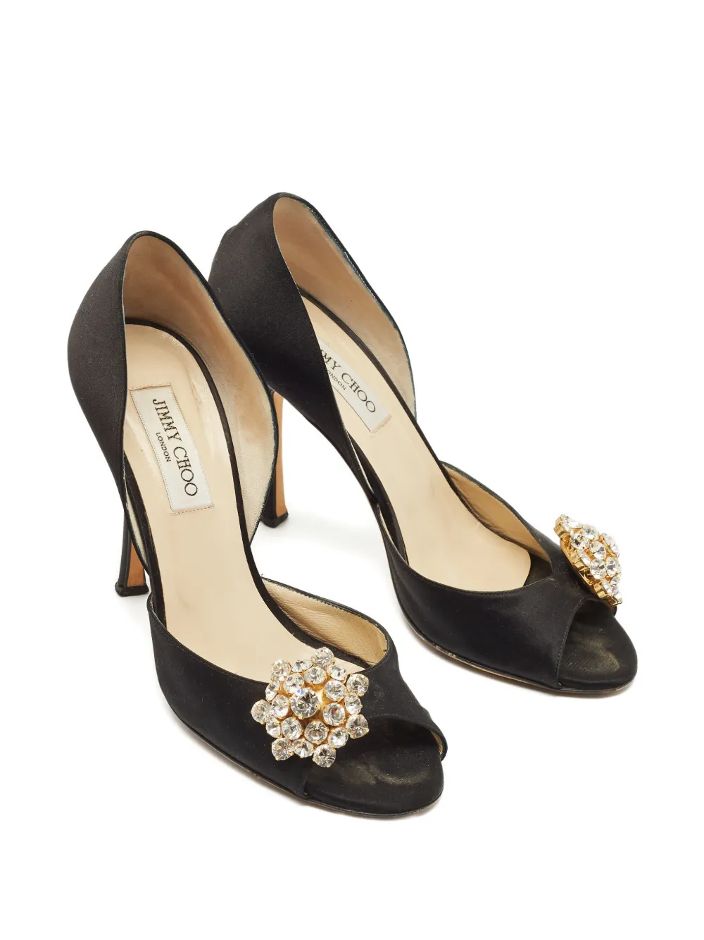 Jimmy Choo Pre-Owned satin peep-toe pumps - Zwart