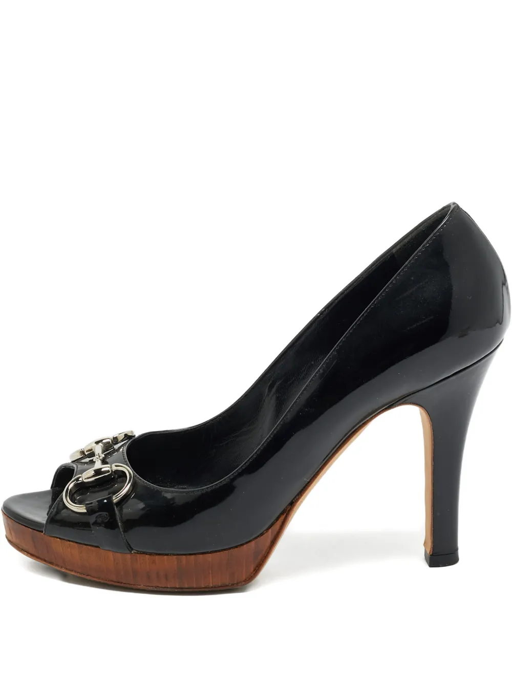 Pre-owned Gucci Peep-toe Platform Pumps In Black