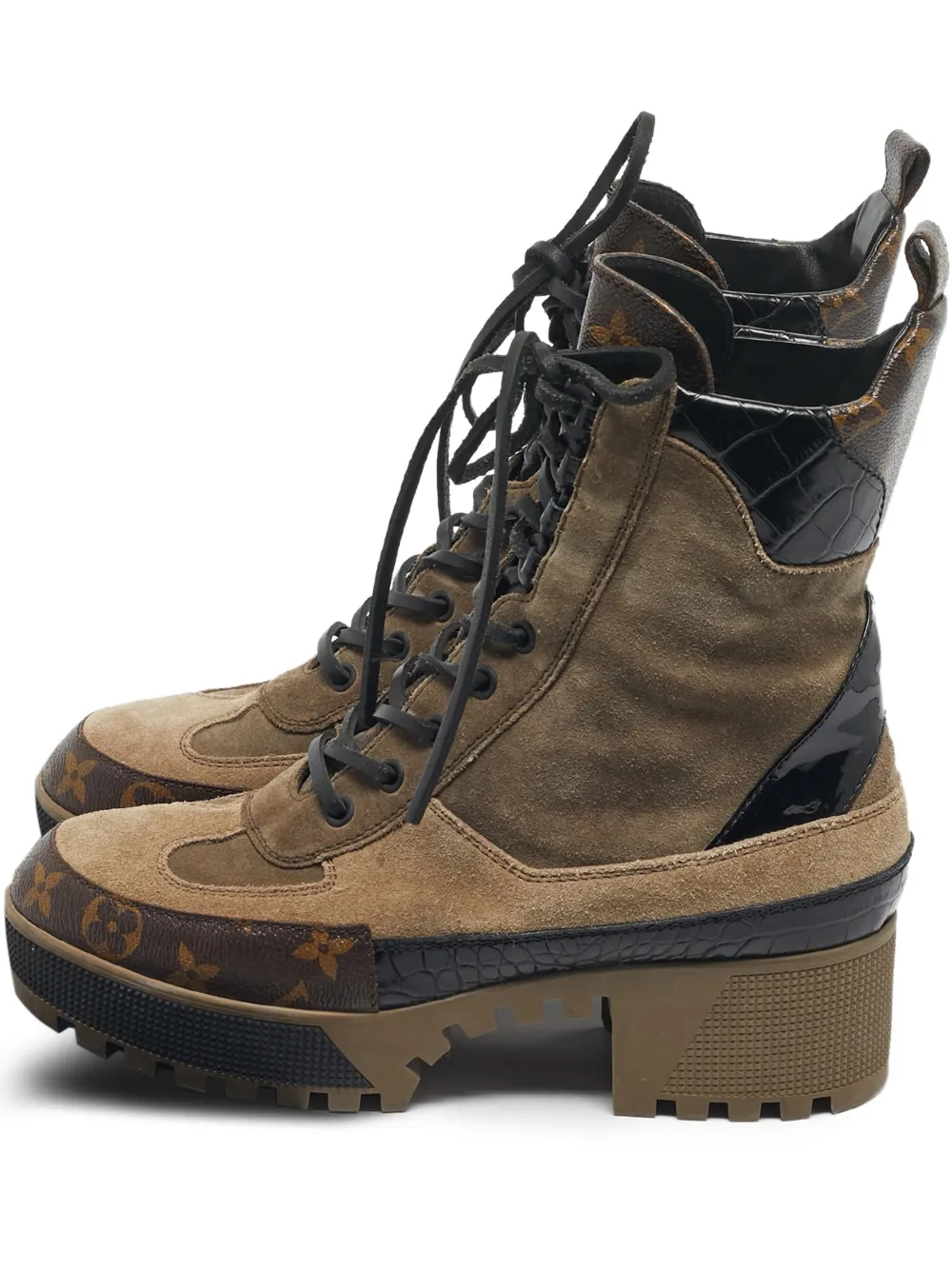 Louis Vuitton Pre-Owned Laureate crocodle-embossed leather ankle boots - Marrone