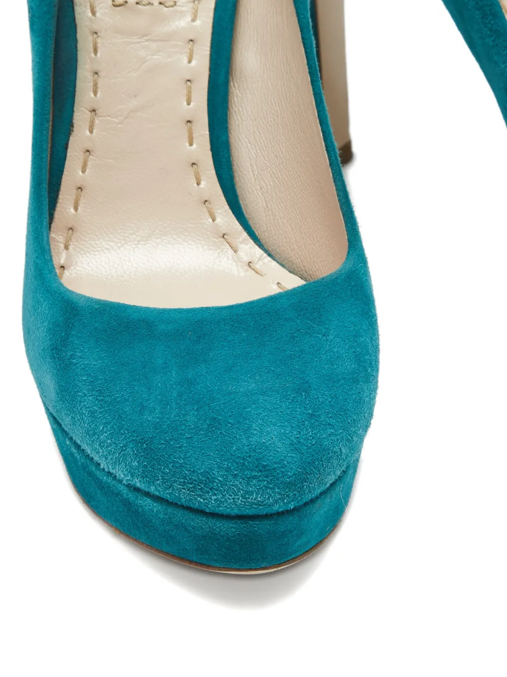 Miu Miu Pre-Owned platform suede pumps - Blauw