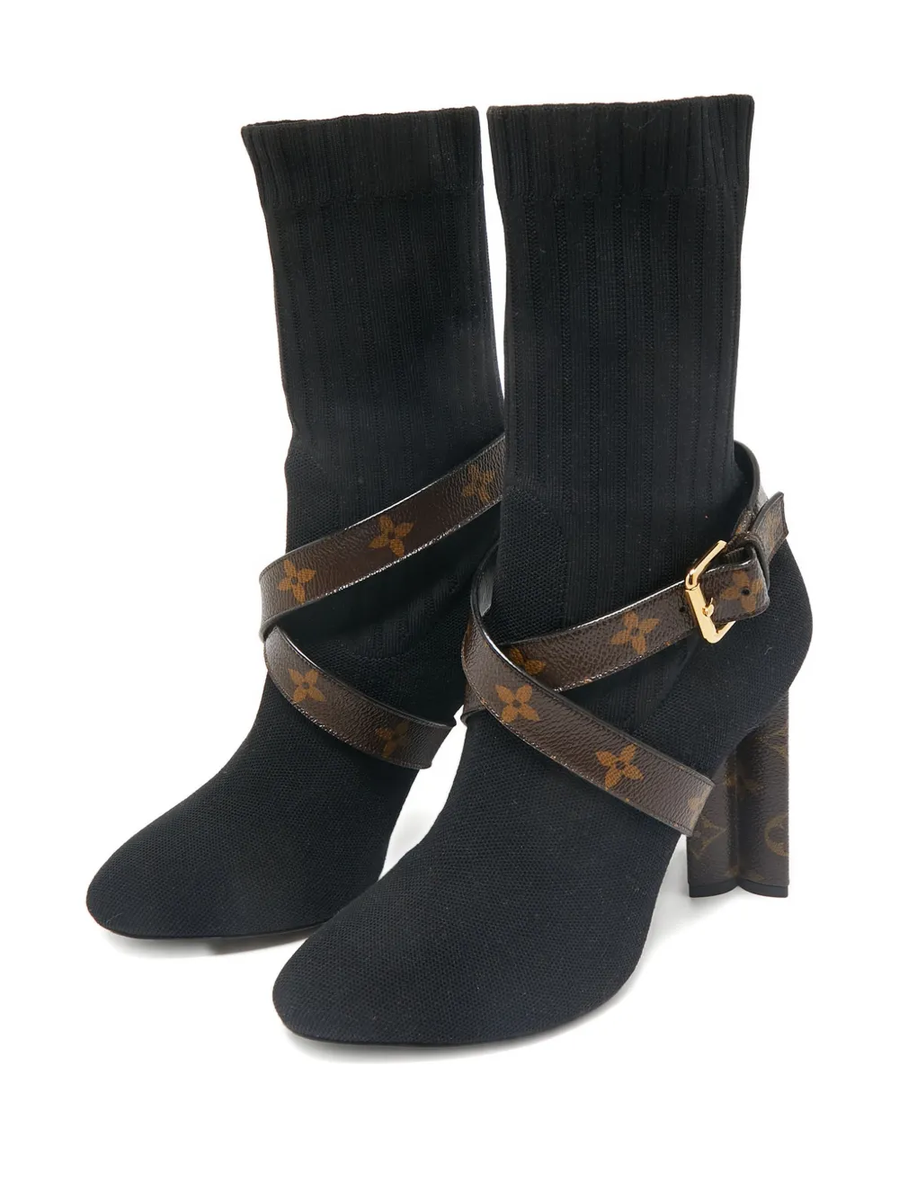 Louis Vuitton Pre-Owned Monogram buckle-detail boots - Zwart