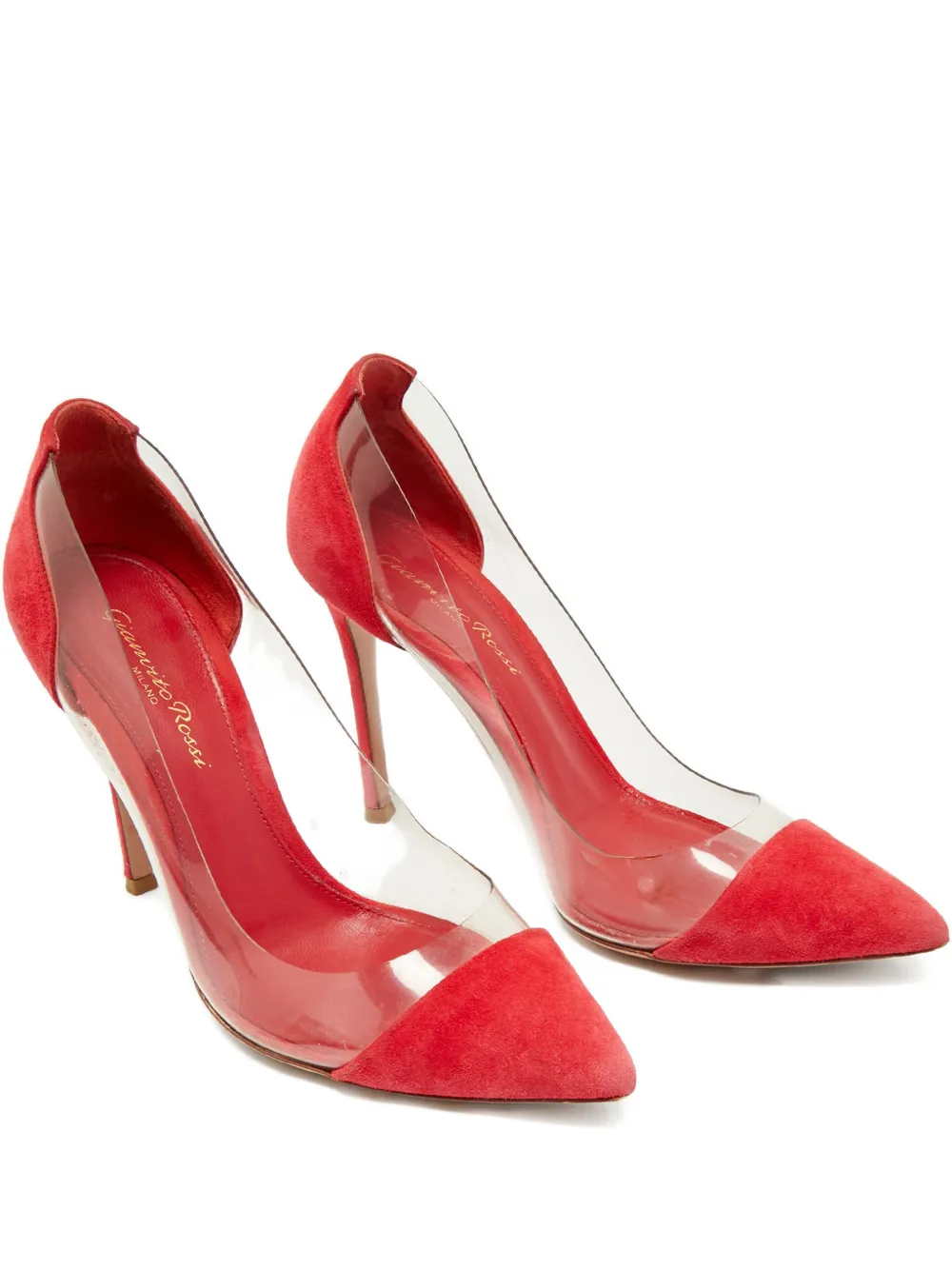 Gianvito Rossi Plexi suede pumps - Rosso