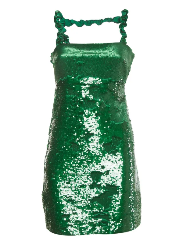 ganni green mini dress Ganni Green Leopard Print Dress, IT34 - BOPF main image 0