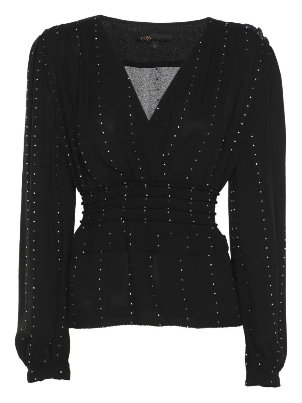 Pre-owned Maje Crystal-embellishment V-neck Blouse In Black