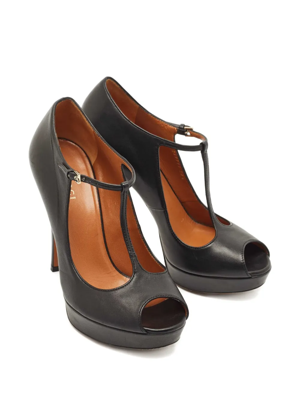 Gucci Pre-Owned T-strap platform pumps - Zwart