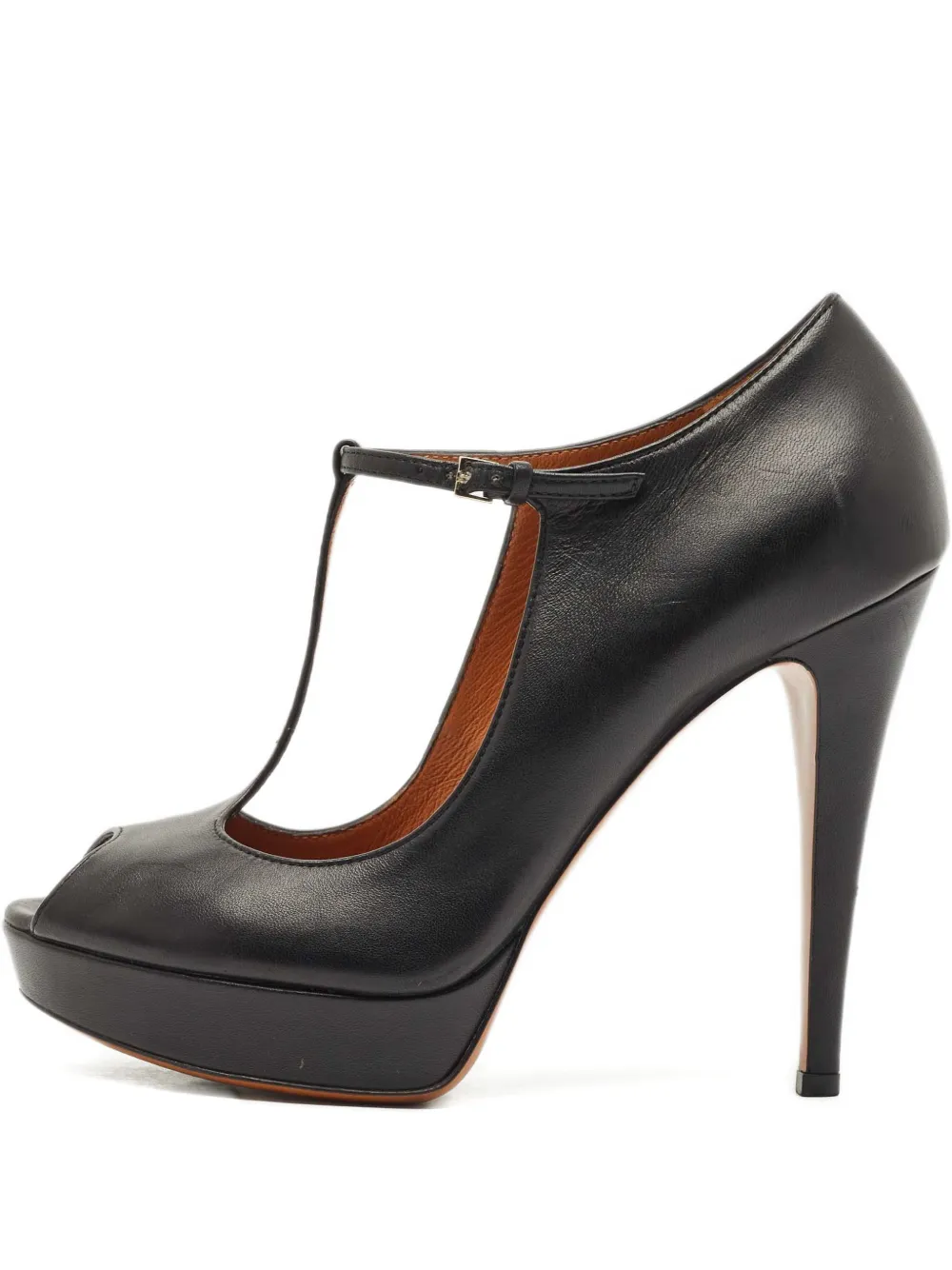 Pre-owned Gucci T-strap Platform Pumps In Black