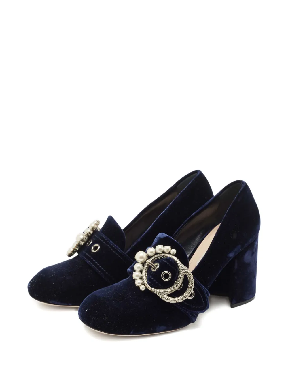 Miu Miu Pre-Owned velvet pearl-embellishment pumps | Image 2