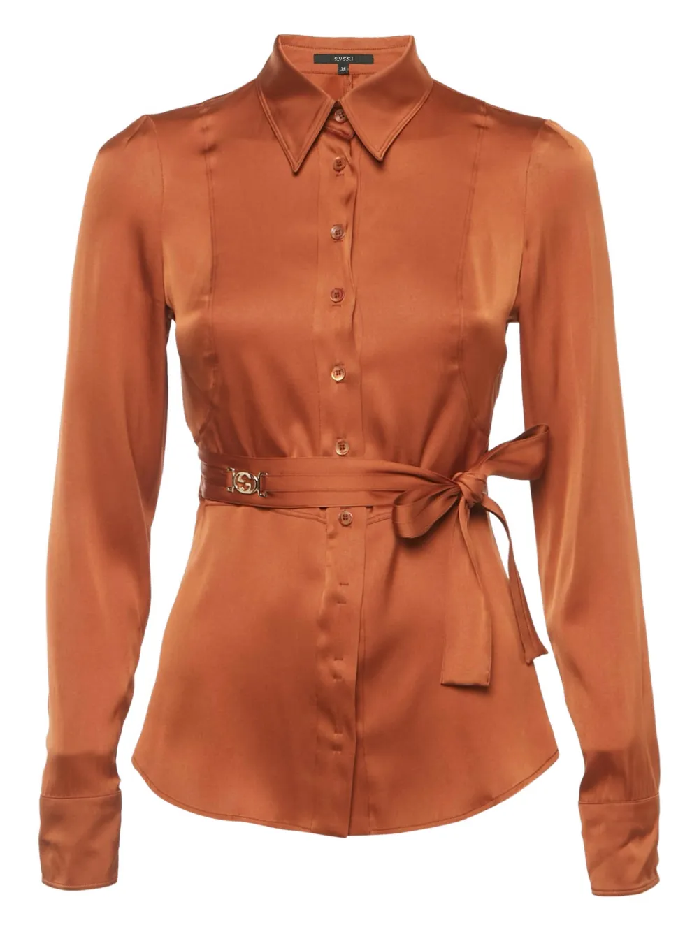 Gucci Pre-Owned belted shirt - Marrone