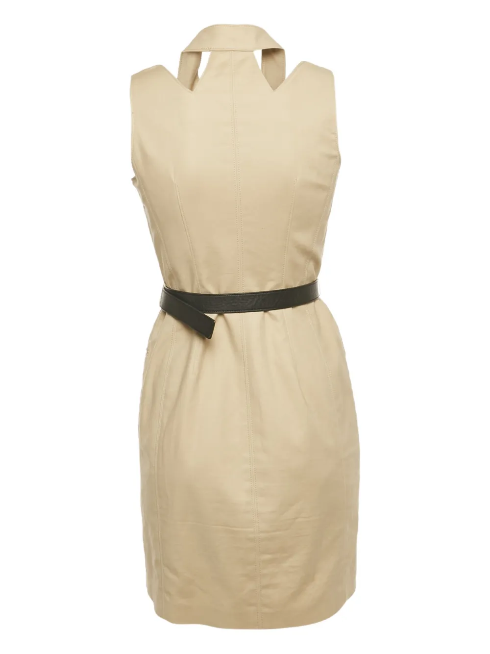 Michael Kors Vintage collar belted zip-up midi dress - Beige