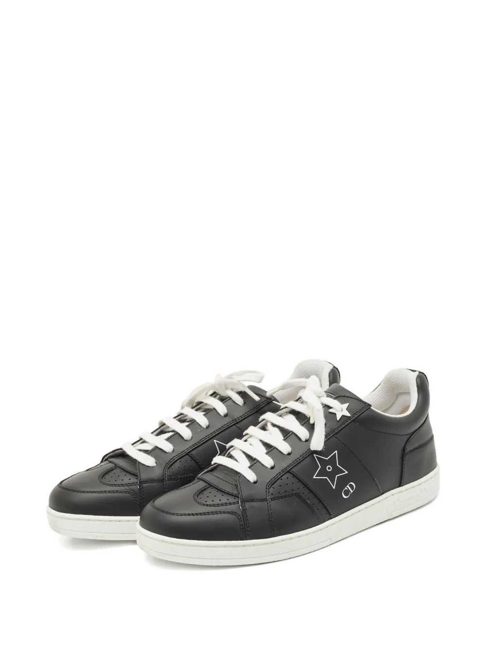 Christian Dior Pre-Owned round-toe leather sneakers - Zwart