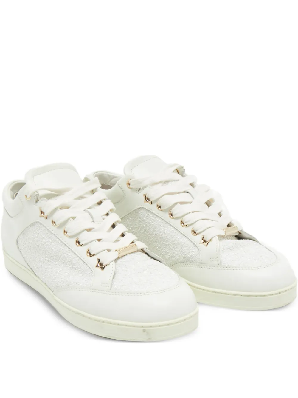 Jimmy Choo Pre-Owned glitter leather low-top sneakers - Weiß