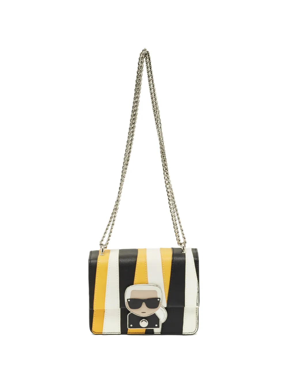 Karl Lagerfeld Vintage K/Ikonik striped leather cross body bag - Nero