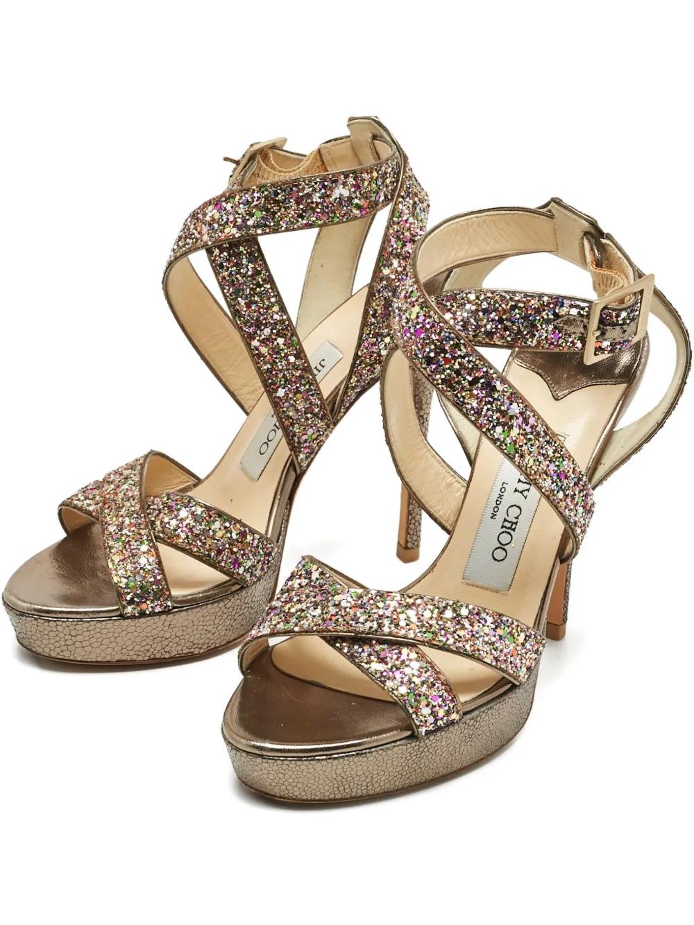 Jimmy Choo Pre-Owned glitter platform sandals - Braun